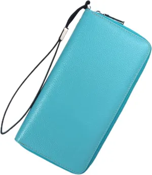 Lavemi Women's RFID Blocking 100% Leather Large Capacity Zip Around Wallet Phone Holder Clutch Travel Purse Wristlet