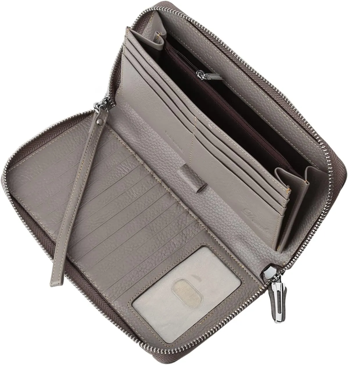 Lavemi Women's RFID Blocking 100% Leather Large Capacity Zip Around Wallet Phone Holder Clutch Travel Purse Wristlet