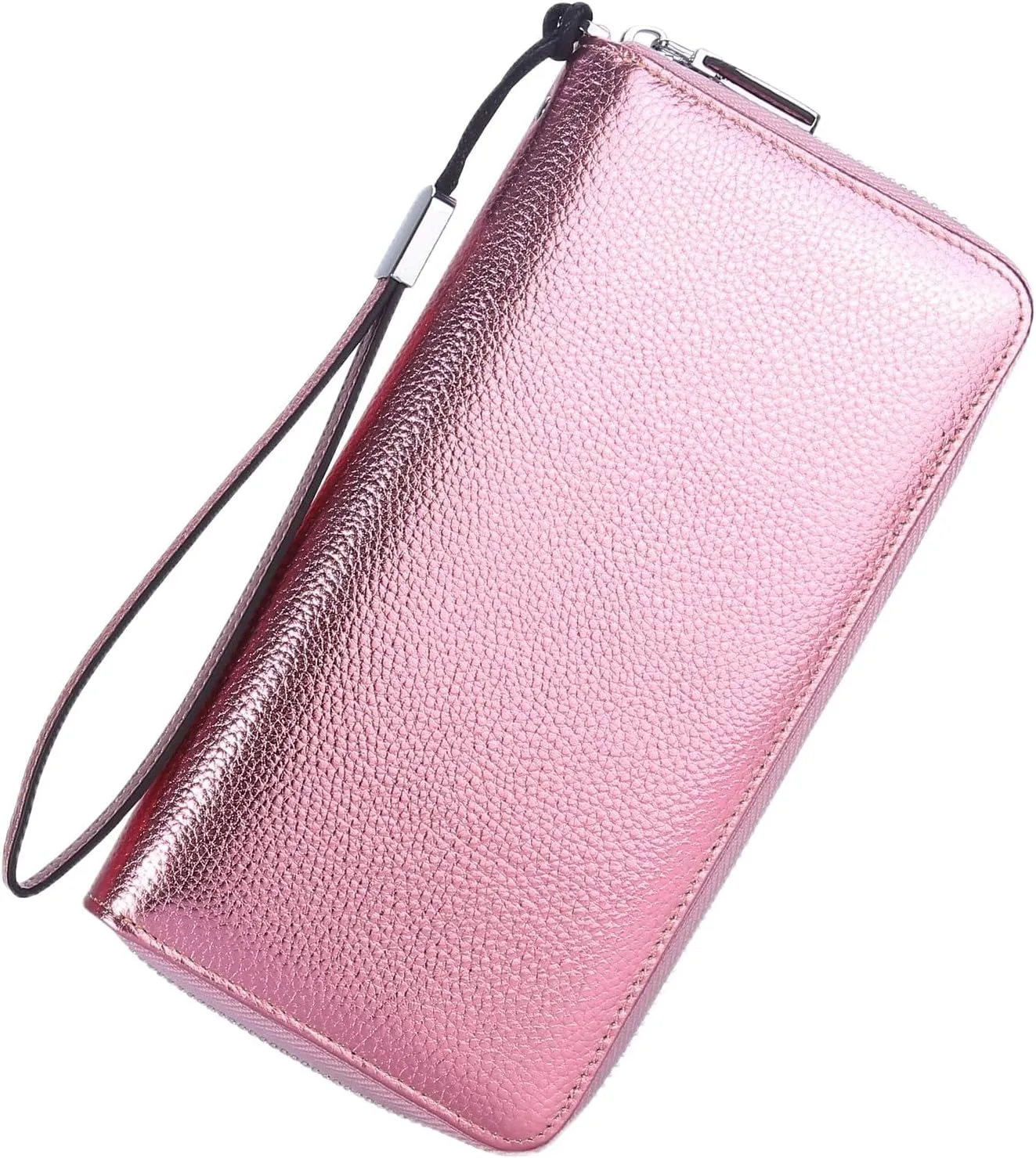 Lavemi Women's RFID Blocking 100% Leather Large Capacity Zip Around Wallet Phone Holder Clutch Travel Purse Wristlet