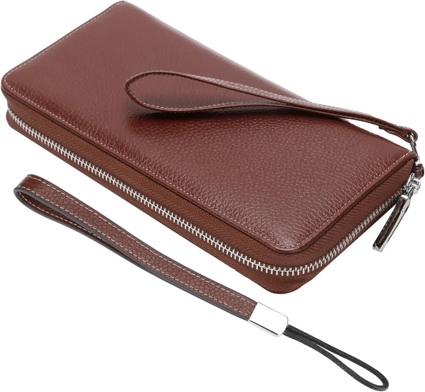 Lavemi Women's RFID Blocking 100% Leather Large Capacity Zip Around Wallet Phone Holder Clutch Travel Purse Wristlet