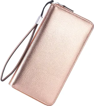 Lavemi Women's RFID Blocking 100% Leather Large Capacity Zip Around Wallet Phone Holder Clutch Travel Purse Wristlet
