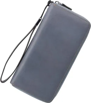 Lavemi Women's RFID Blocking 100% Leather Large Capacity Zip Around Wallet Phone Holder Clutch Travel Purse Wristlet