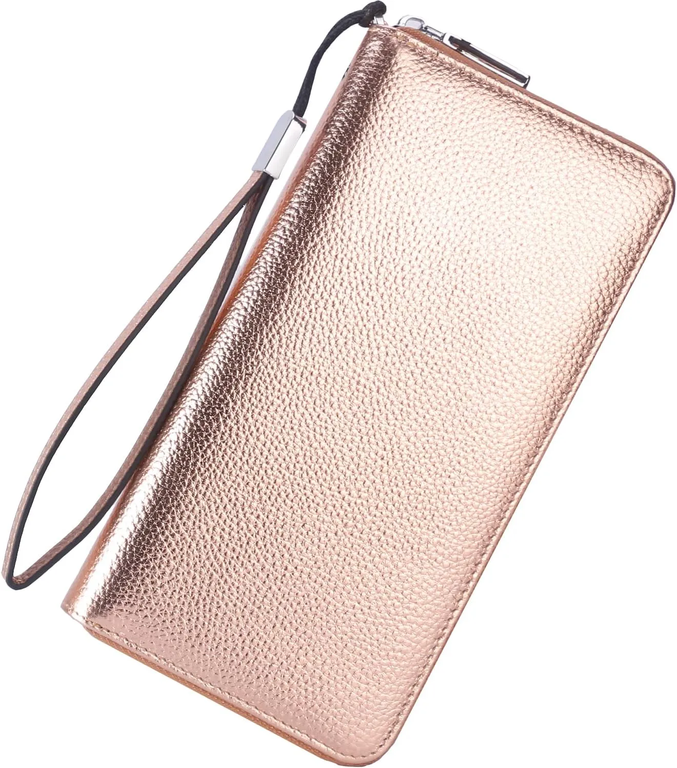 Lavemi Women's RFID Blocking 100% Leather Large Capacity Zip Around Wallet Phone Holder Clutch Travel Purse Wristlet