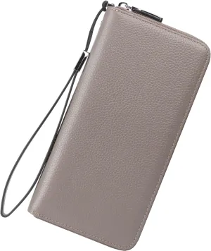 Lavemi Women's RFID Blocking 100% Leather Large Capacity Zip Around Wallet Phone Holder Clutch Travel Purse Wristlet