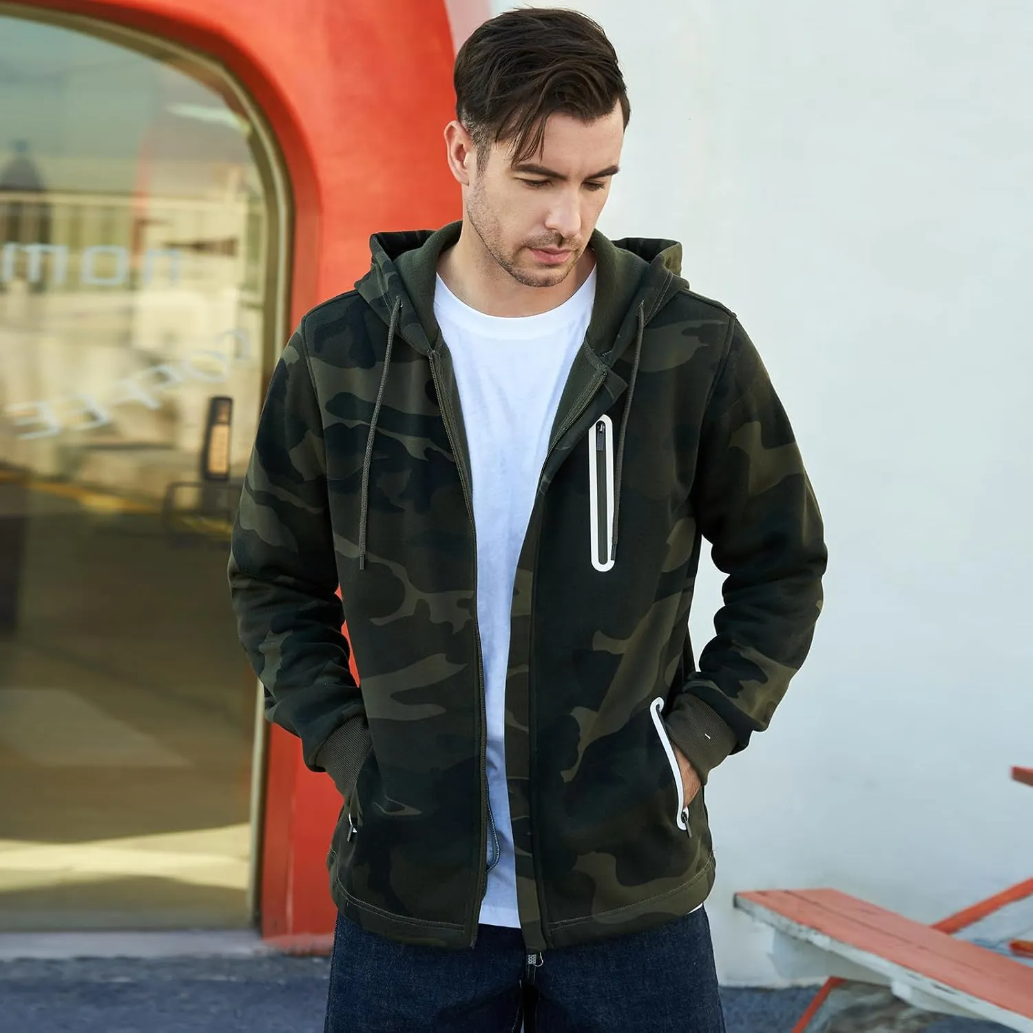 LBL Leading the Better Life Men's Zip Up Hoodie Long Sleeve Fleece Hooded Sweatshirt with Zipper Pockets