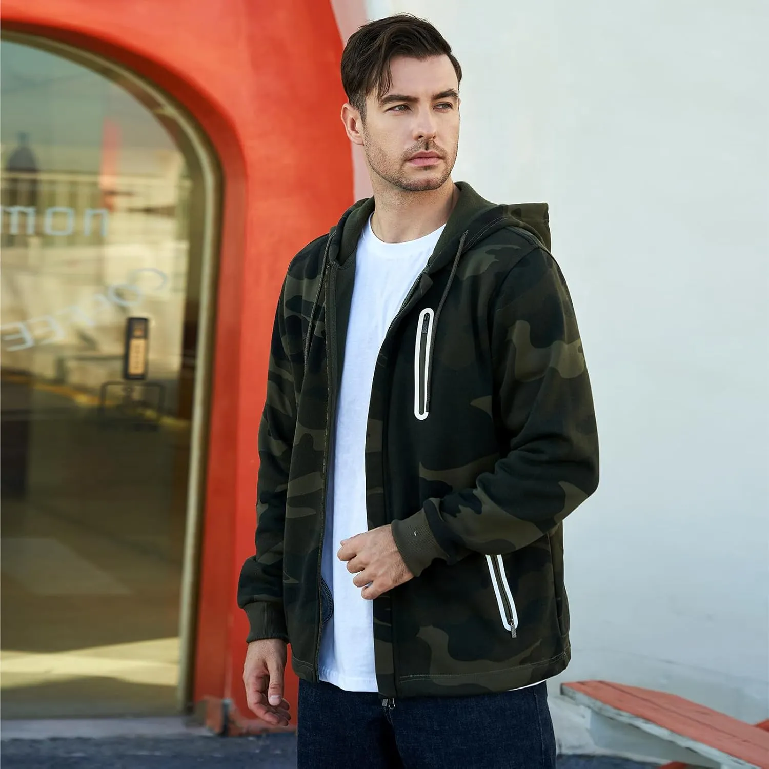 LBL Leading the Better Life Men's Zip Up Hoodie Long Sleeve Fleece Hooded Sweatshirt with Zipper Pockets