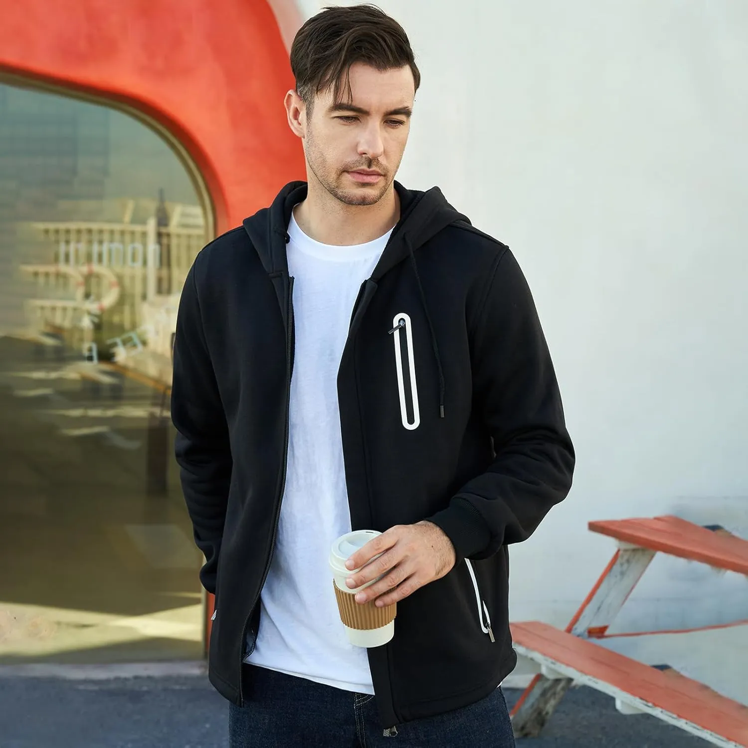 LBL Leading the Better Life Men's Zip Up Hoodie Long Sleeve Fleece Hooded Sweatshirt with Zipper Pockets
