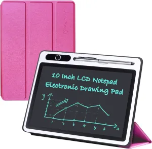 LCD Writing Tablet 10 inch Electronic Handwriting Pad Doodle Board with Leather Protective Case Christmas Birthday Gifts for Kids Adults at Home School Office(Pink)