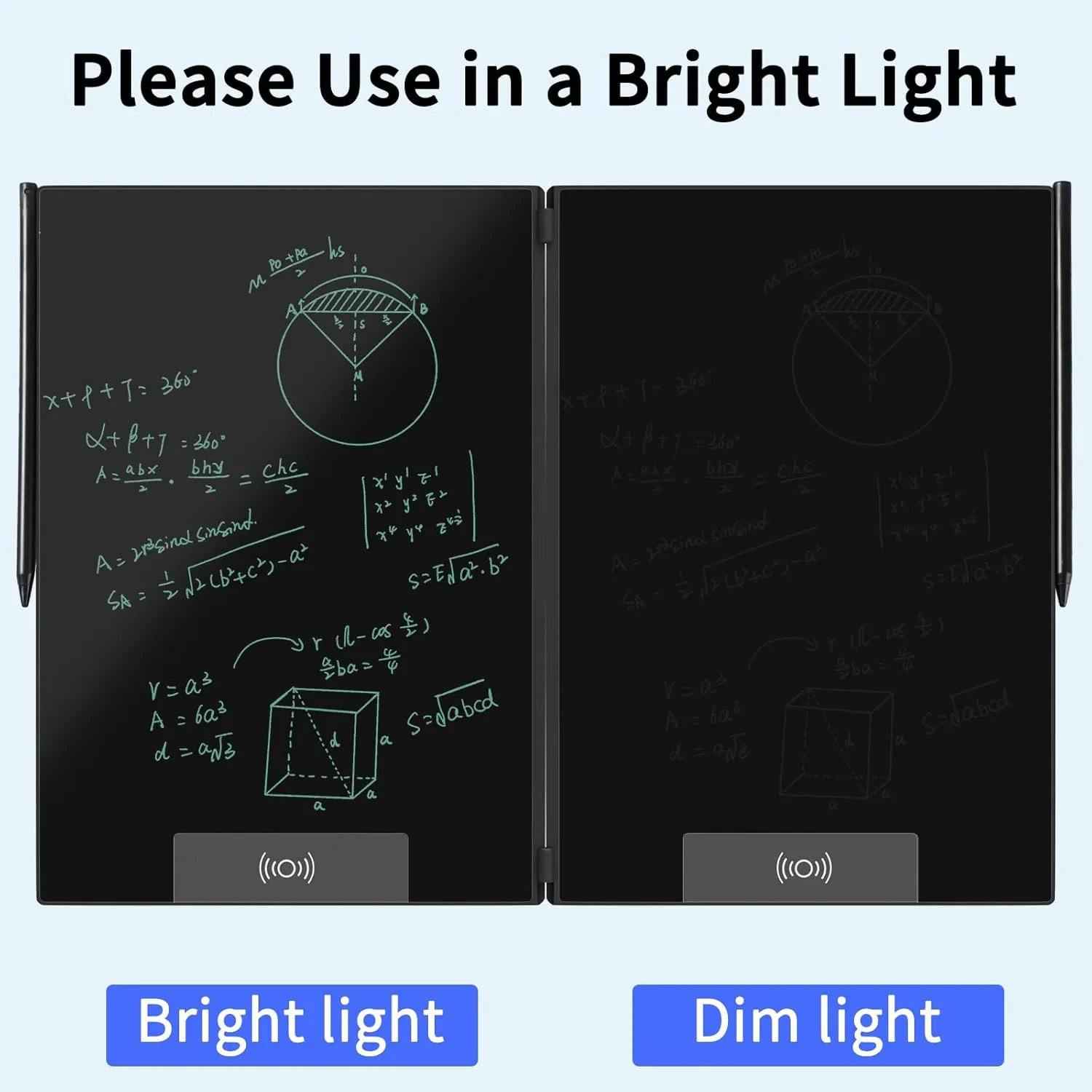 LCD Writing Tablet, 14.3" Folding Screen Digital Notepad for Kids and Adults, Erasable Writing Tablet with Hall Switch, Drafting, Drawing, Leaving Message, Black