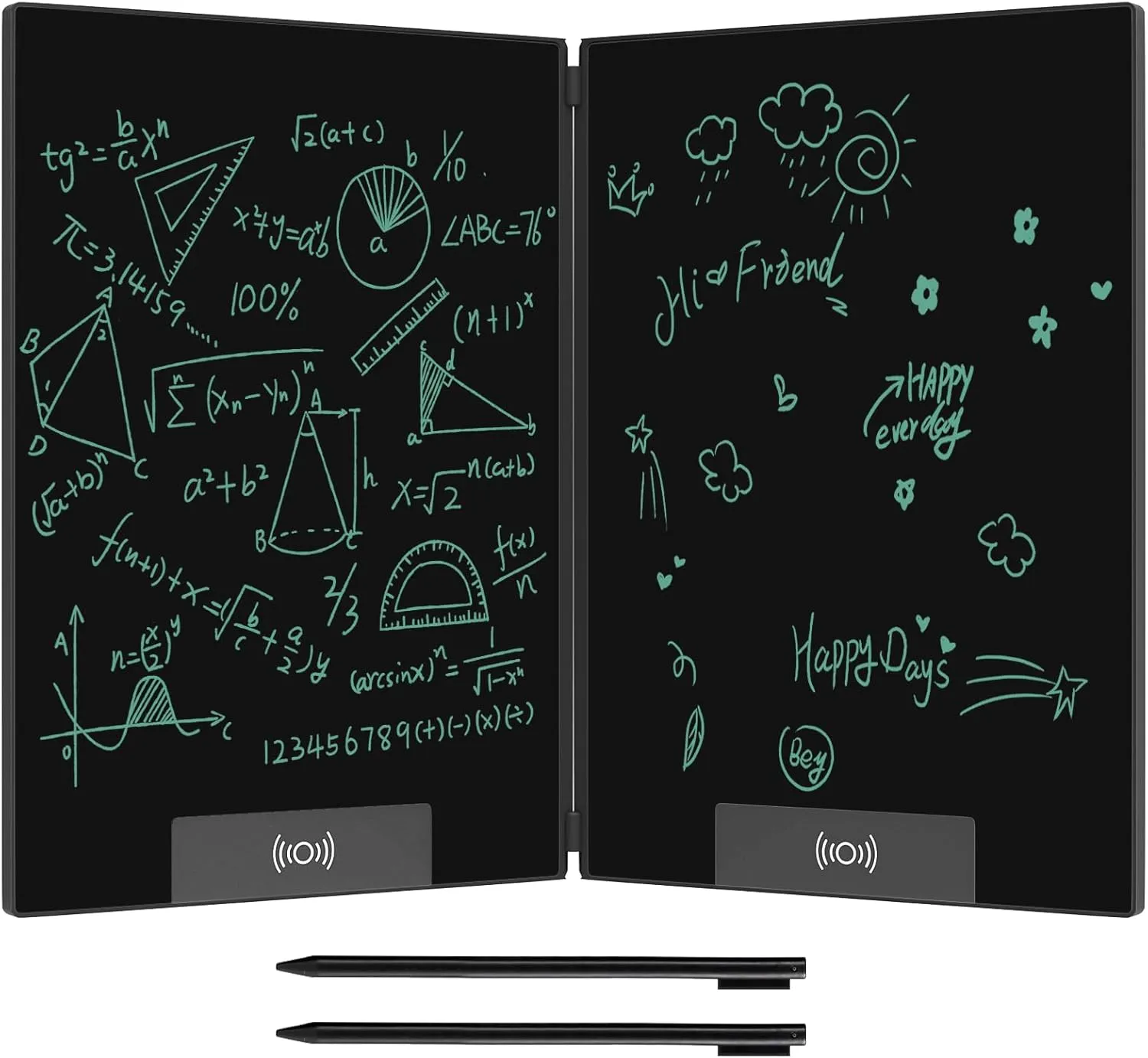 LCD Writing Tablet, 14.3" Folding Screen Digital Notepad for Kids and Adults, Erasable Writing Tablet with Hall Switch, Drafting, Drawing, Leaving Message, Black