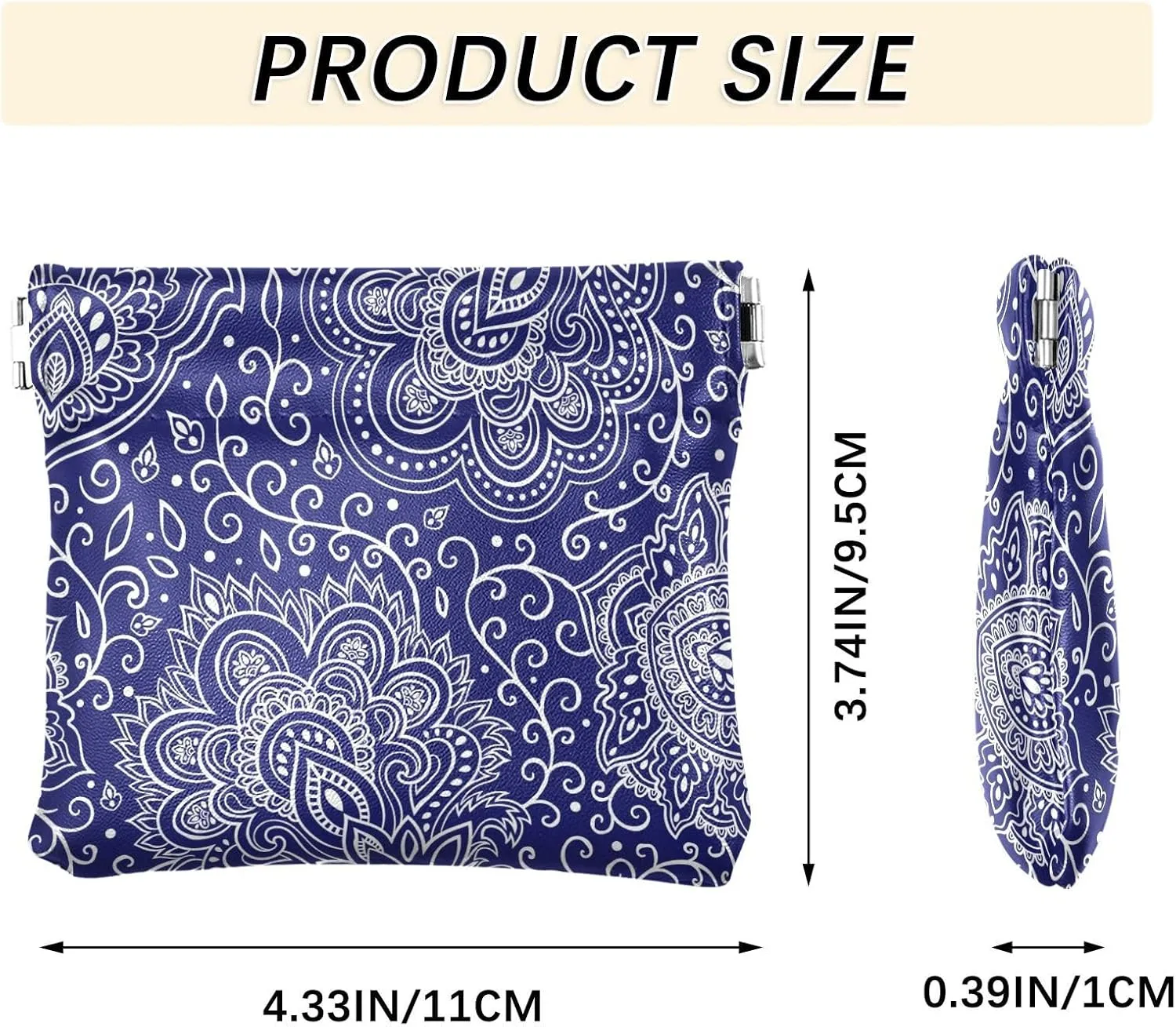 Leather Squeeze Coin Purse Coin Pouch Bag Wallet Small Coin Change Holder for Women Girl Mandala