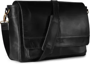 LEATHER VILLAGE Vintage Leather Messenger Bag–15.5" Handmade Satchel for Men & Women– Shoulder Bag Office, Travel & Daily Use