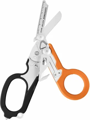 LEATHERMAN, Raptor Rescue, 6-in-1 Heavy-Duty Emergency/Trauma Shears with Carbide Glass Breaker & Strap Cutter, Made in the USA, Utility Holster Included, Black-Orange, With Utility Holster