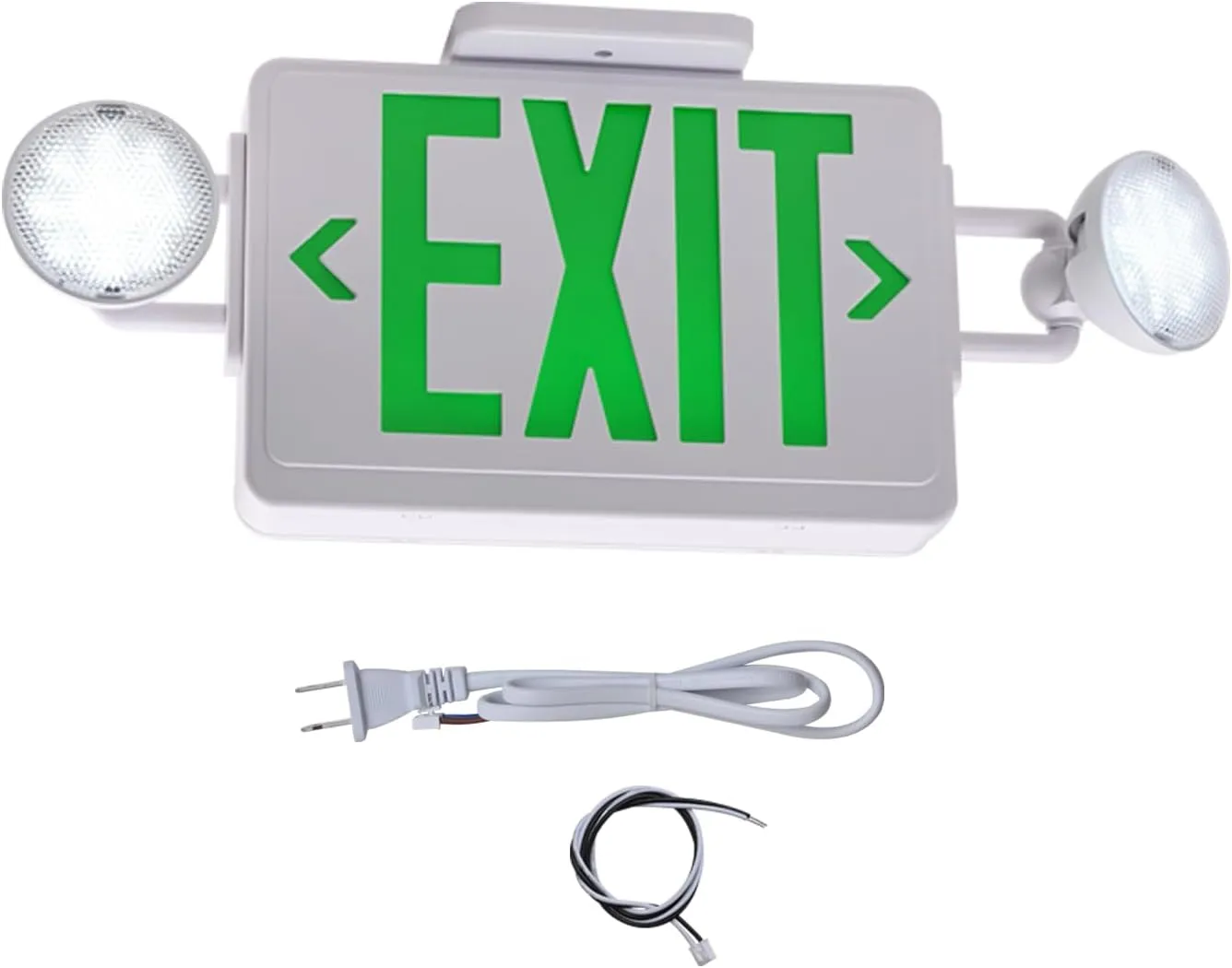 LED Exit Signs with Emergency Lights,200lm 3Hours Green Emergency Exit Sign with Lights Battery Backup, Double Face UL 924 AC85-277V Plug in Cord