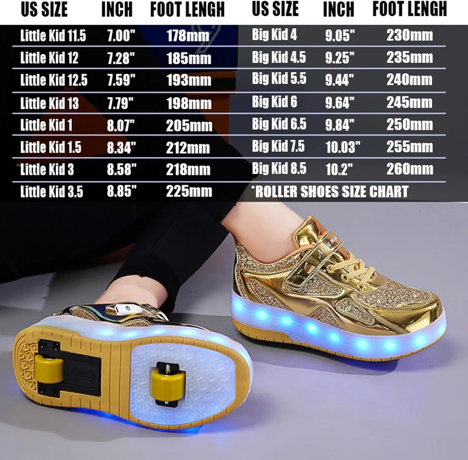 LED Roller Skate Shoes for Kids Boys Girls Light Up Roller Sneakers with Detachable Wheels Rechargeable Flashing Wheeled Shoes
