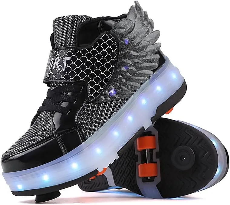 LED Roller Skate Shoes for Kids - Boys Girls Light Up Sneakers with Wheels Indoor/Outdoor Sliding Play