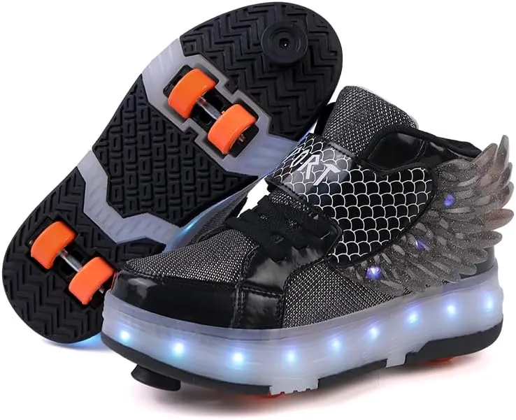 LED Roller Skate Shoes for Kids - Boys Girls Light Up Sneakers with Wheels Indoor/Outdoor Sliding Play