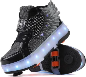 LED Roller Skate Shoes for Kids - Boys Girls Light Up Sneakers with Wheels Indoor/Outdoor Sliding Play