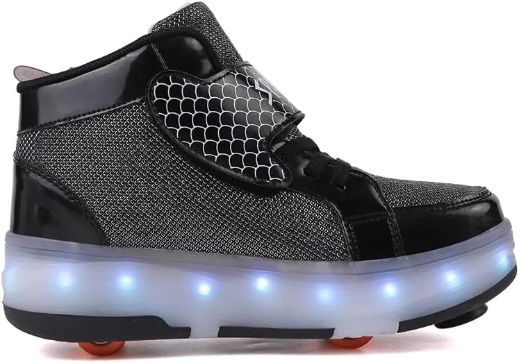 LED Roller Skate Shoes for Kids - Boys Girls Light Up Sneakers with Wheels Indoor/Outdoor Sliding Play