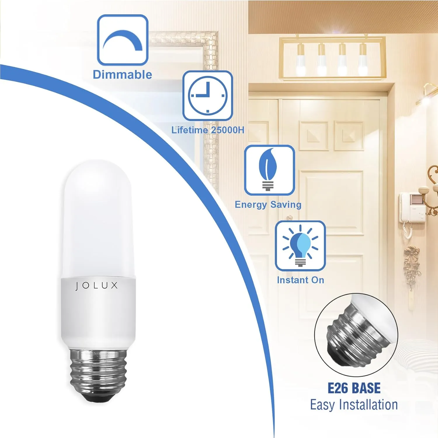 LED Stick Light Bulbs Dimmable,led Bulbs 60 watt Equivalent,2700K(Soft White) led Enclosed Fixture Rated, 8.5 Watt 800 Lumen,Standard Medium Screw Base,E26 led Bulb Narrow,6 Pack……