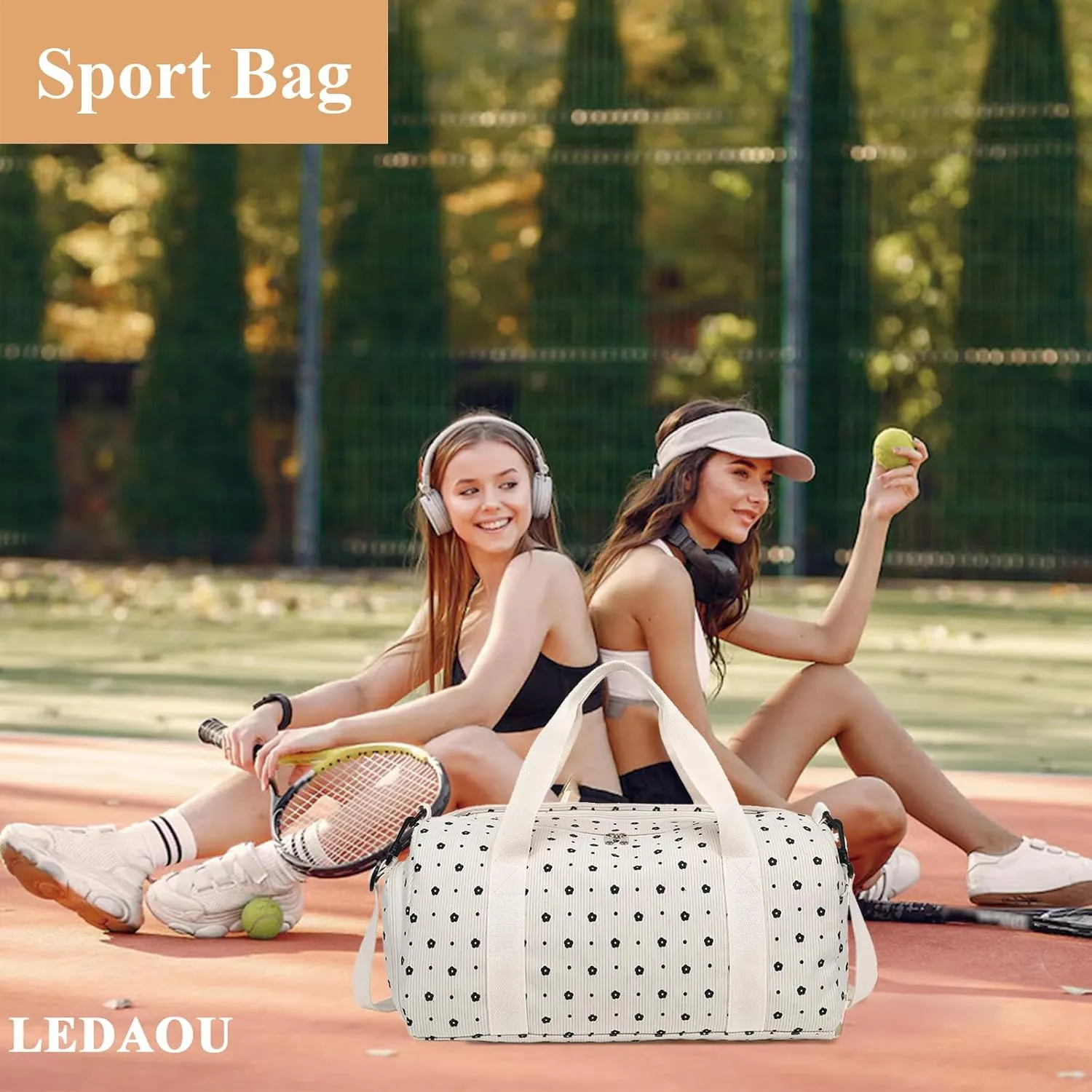 LEDAOU Duffle Bag Girls Kids Cute Dance Bag with Shoes Compartment Gym Bag with Wet Pocket Sports Overnight Travel Bag