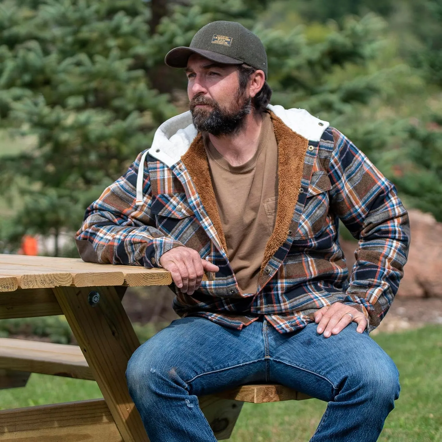 Legendary Whitetails Men's Camp Night Berber Lined Hooded Flannel Shirt Jacket