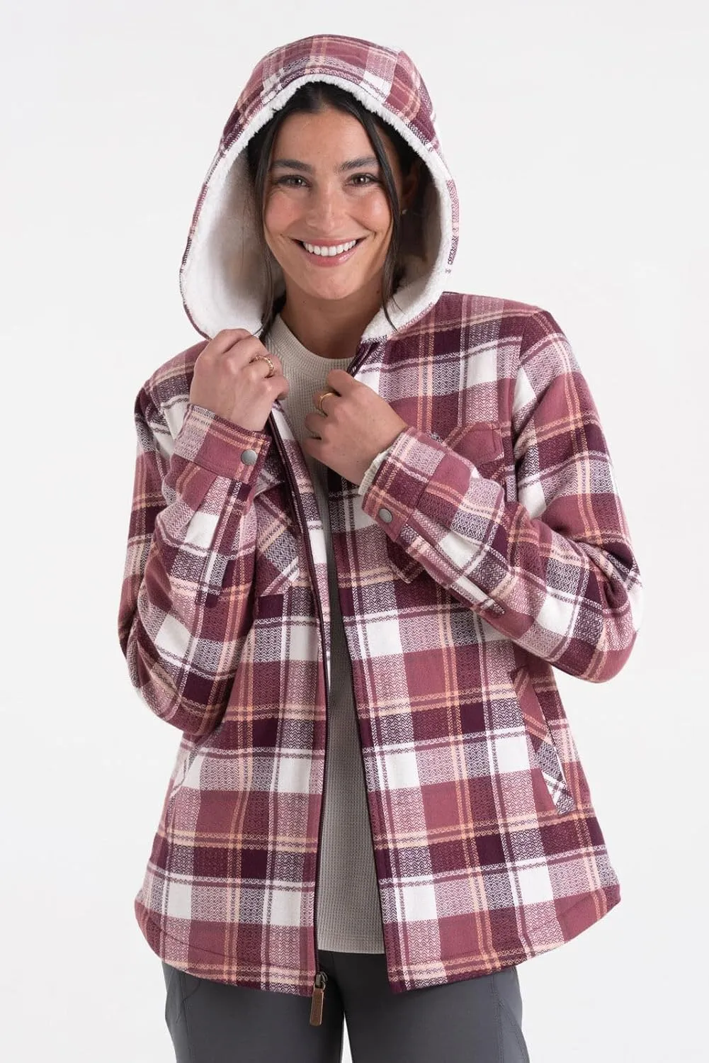 Legendary Whitetails Women's Woodland Berber Lined Hooded Shirt Jacket