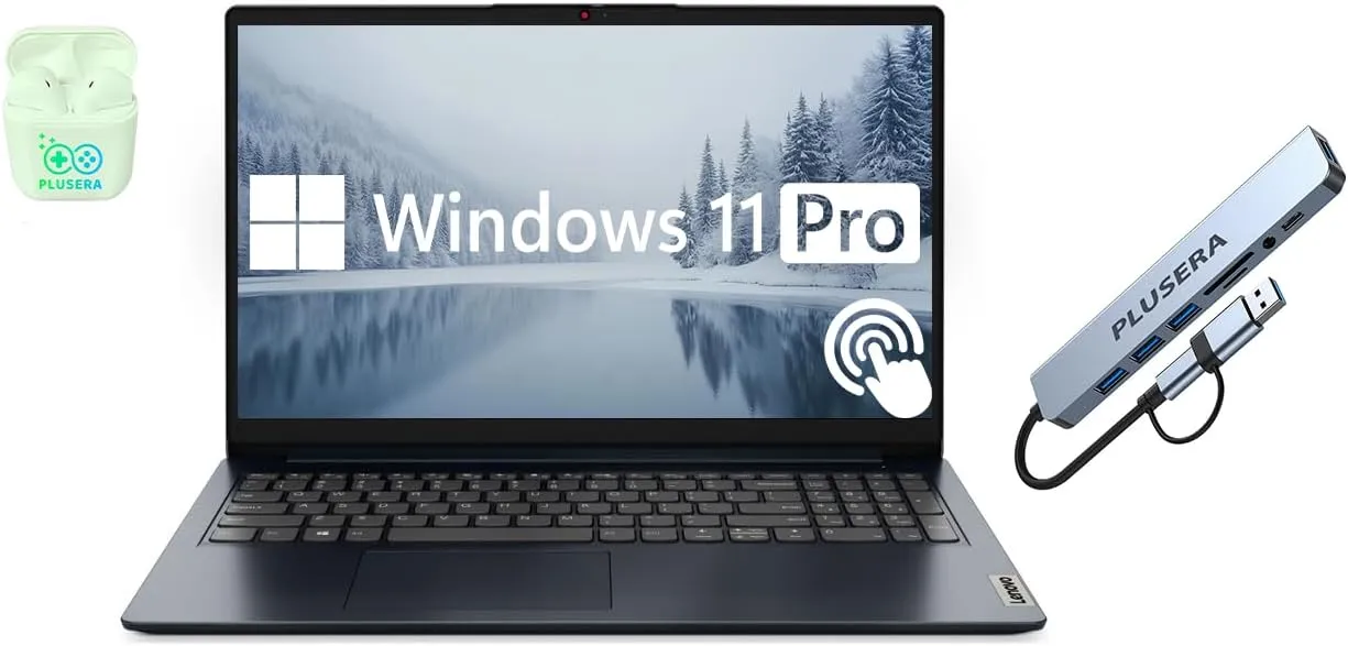Lenovo IdeaPad 15.6” FHD Touchscreen Laptop, 40GB RAM 2.5TB Storage (2TB SSD 512GB Docking Station Set), 10-Cores Intel Core i5, Windows 11 Pro with Microsoft Office Included, PLUSERA Earphones