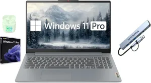 Lenovo IdeaPad 15.6" FHD Business & Student Laptop Computer, 8GB RAM 512GB Storage (256GB SSD 256GB Docking Station Set), 8-Cores Intel Core i3, Windows 11 Pro, PLUSERA Earphones, Grey
