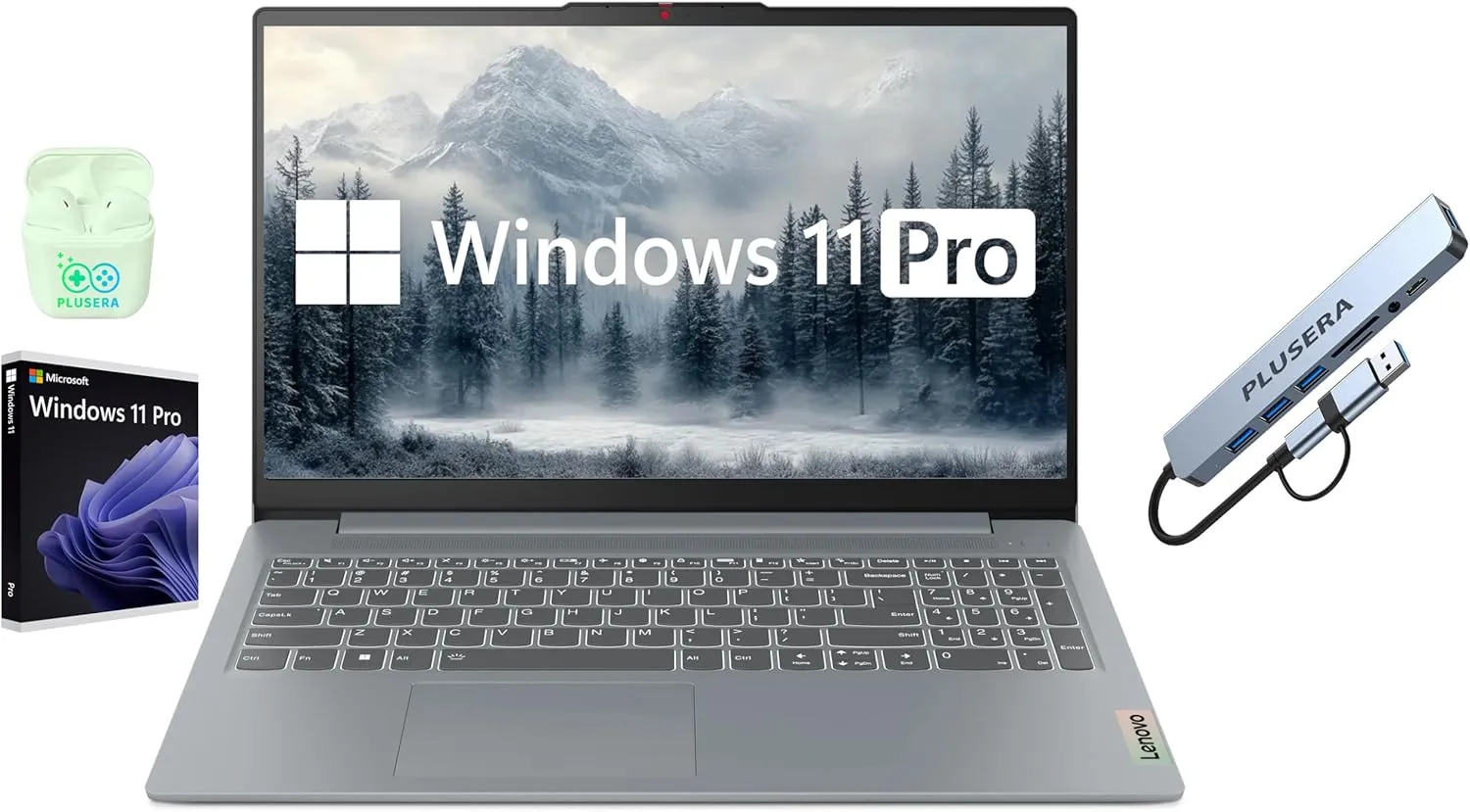 Lenovo IdeaPad 15.6" FHD Business & Student Laptop Computer, 8GB RAM 512GB Storage (256GB SSD 256GB Docking Station Set), 8-Cores Intel Core i3, Windows 11 Pro, PLUSERA Earphones, Grey