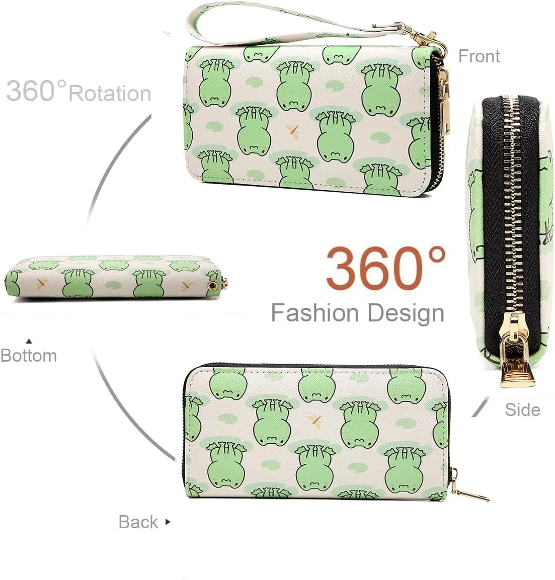 Leopard Print Wallet For Women Cheetah Wristlet Purse Zip Around Card Holder