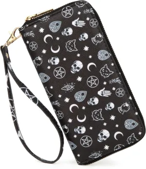 Leopard Print Wallet For Women Cheetah Wristlet Purse Zip Around Card Holder