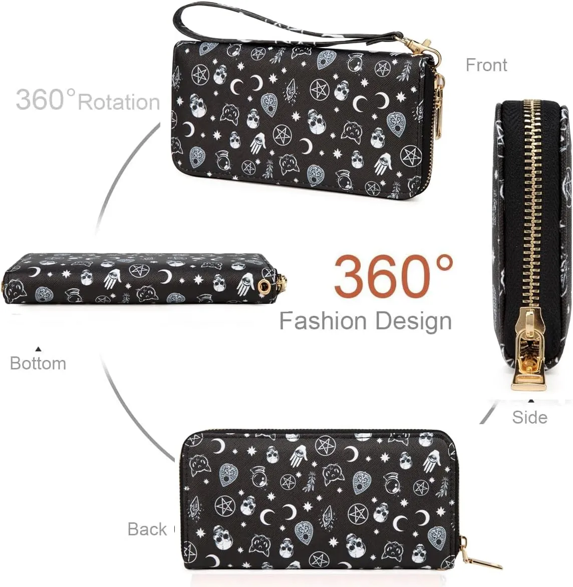 Leopard Print Wallet For Women Cheetah Wristlet Purse Zip Around Card Holder