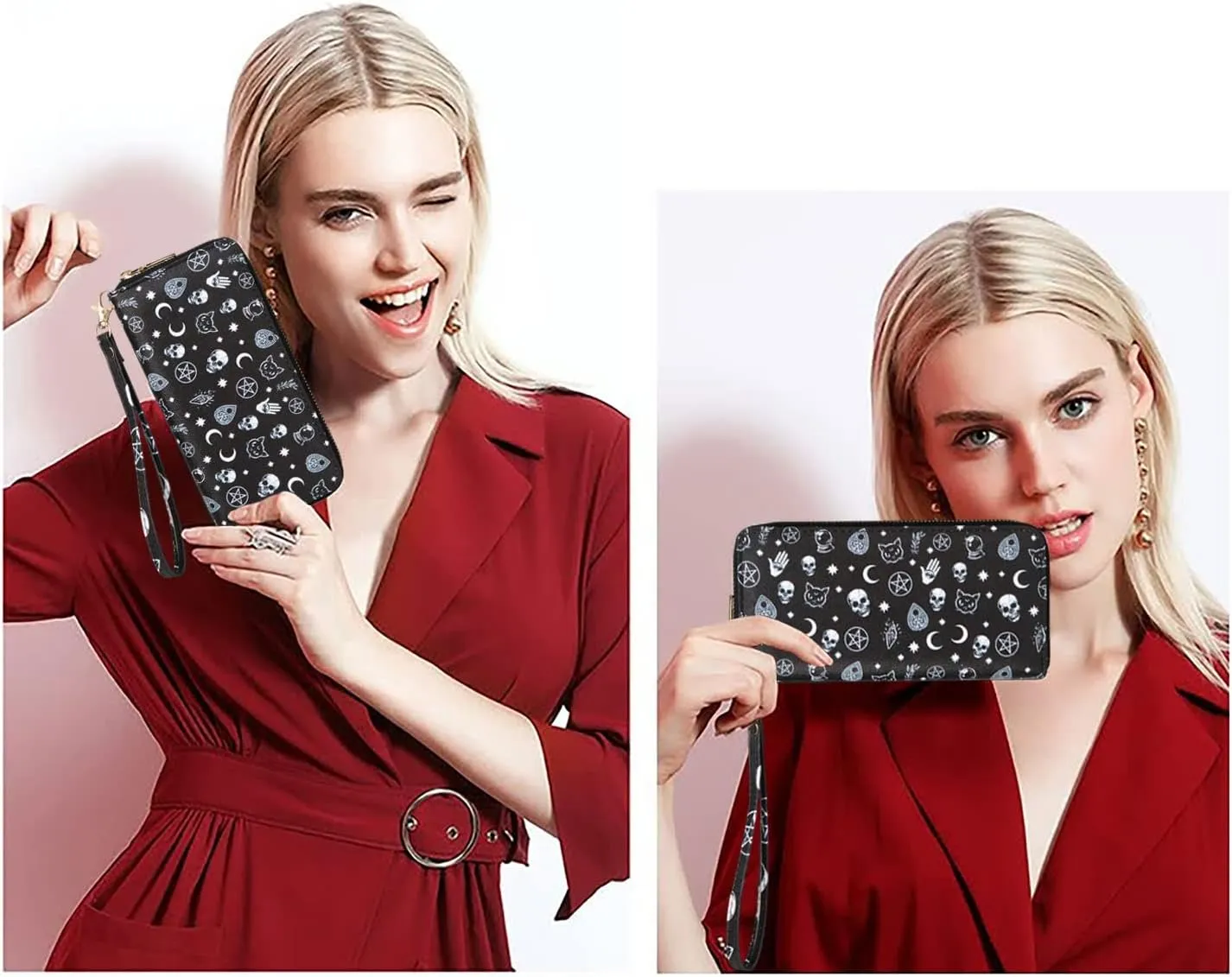 Leopard Print Wallet For Women Cheetah Wristlet Purse Zip Around Card Holder