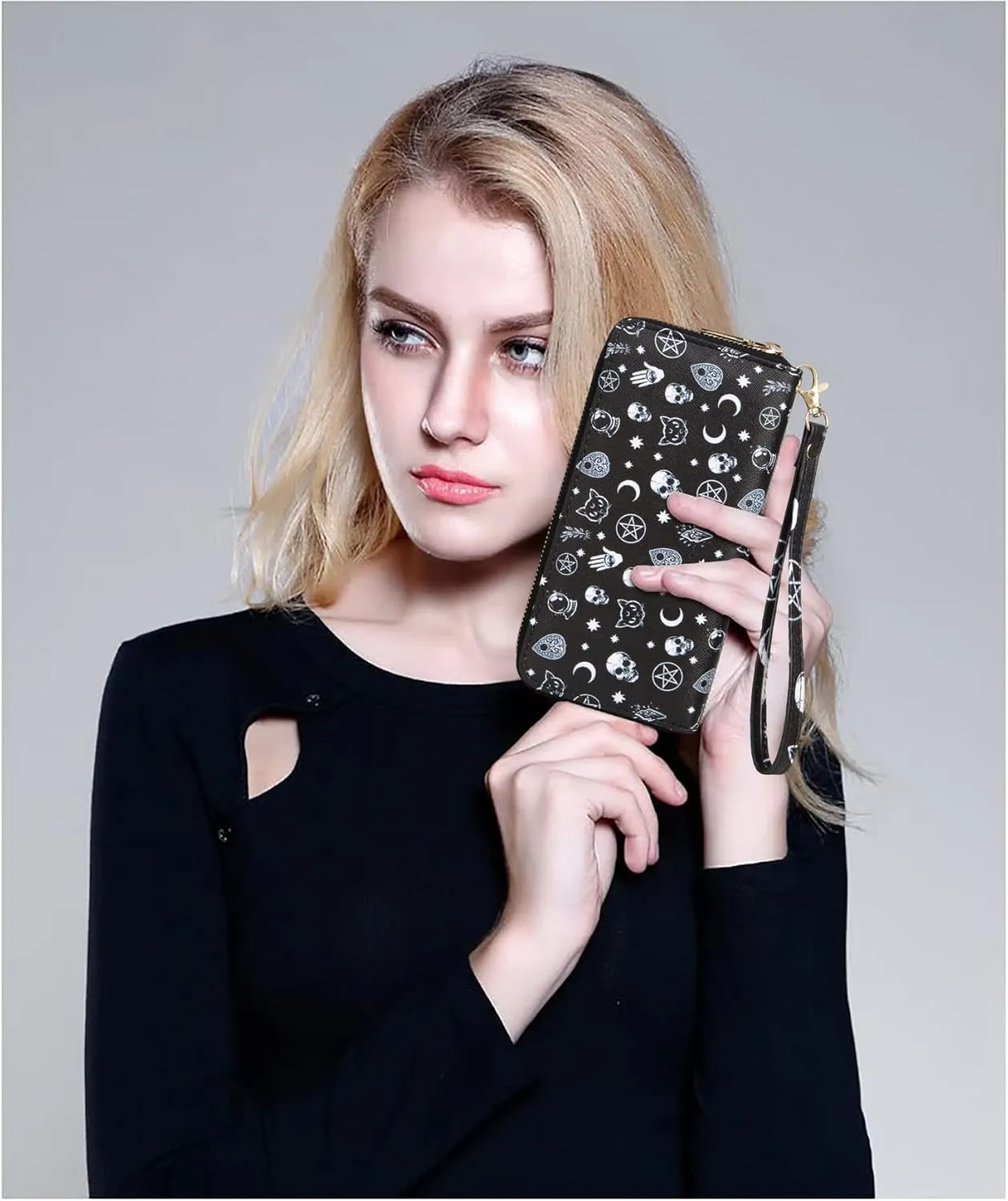 Leopard Print Wallet For Women Cheetah Wristlet Purse Zip Around Card Holder