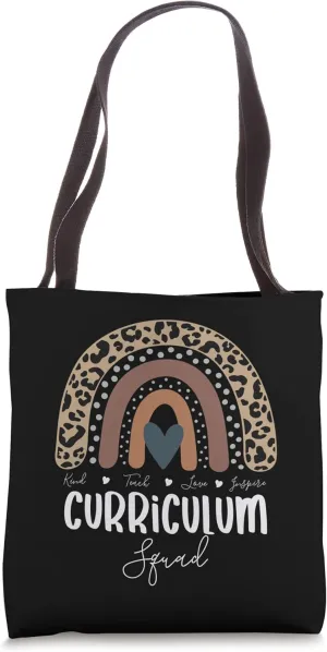 Leopard Rainbow Teacher Student, School curriculum Squad Tote Bag