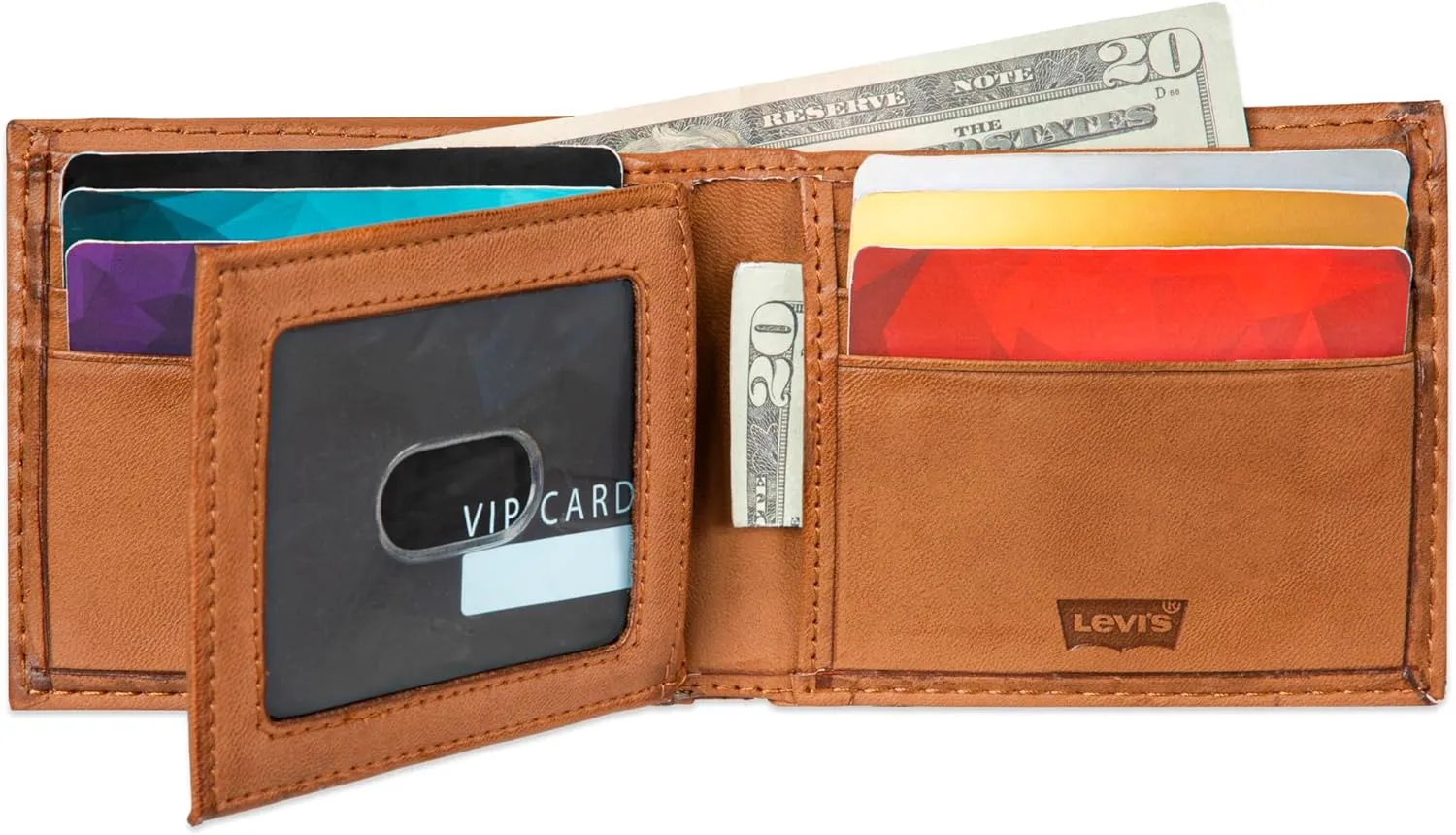 Levi's Men's Extra Capacity Slimfold Wallet with Multiple Card Slots and ID Window