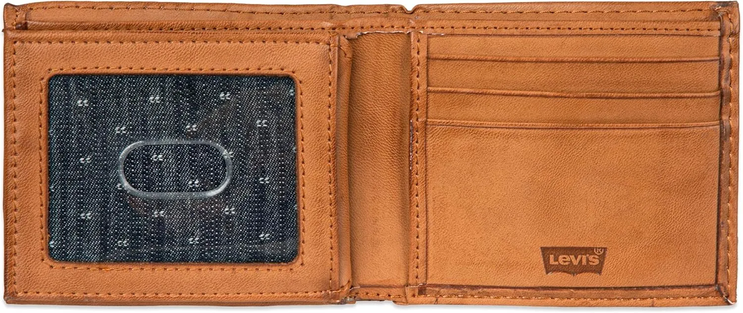 Levi's Men's Extra Capacity Slimfold Wallet with Multiple Card Slots and ID Window