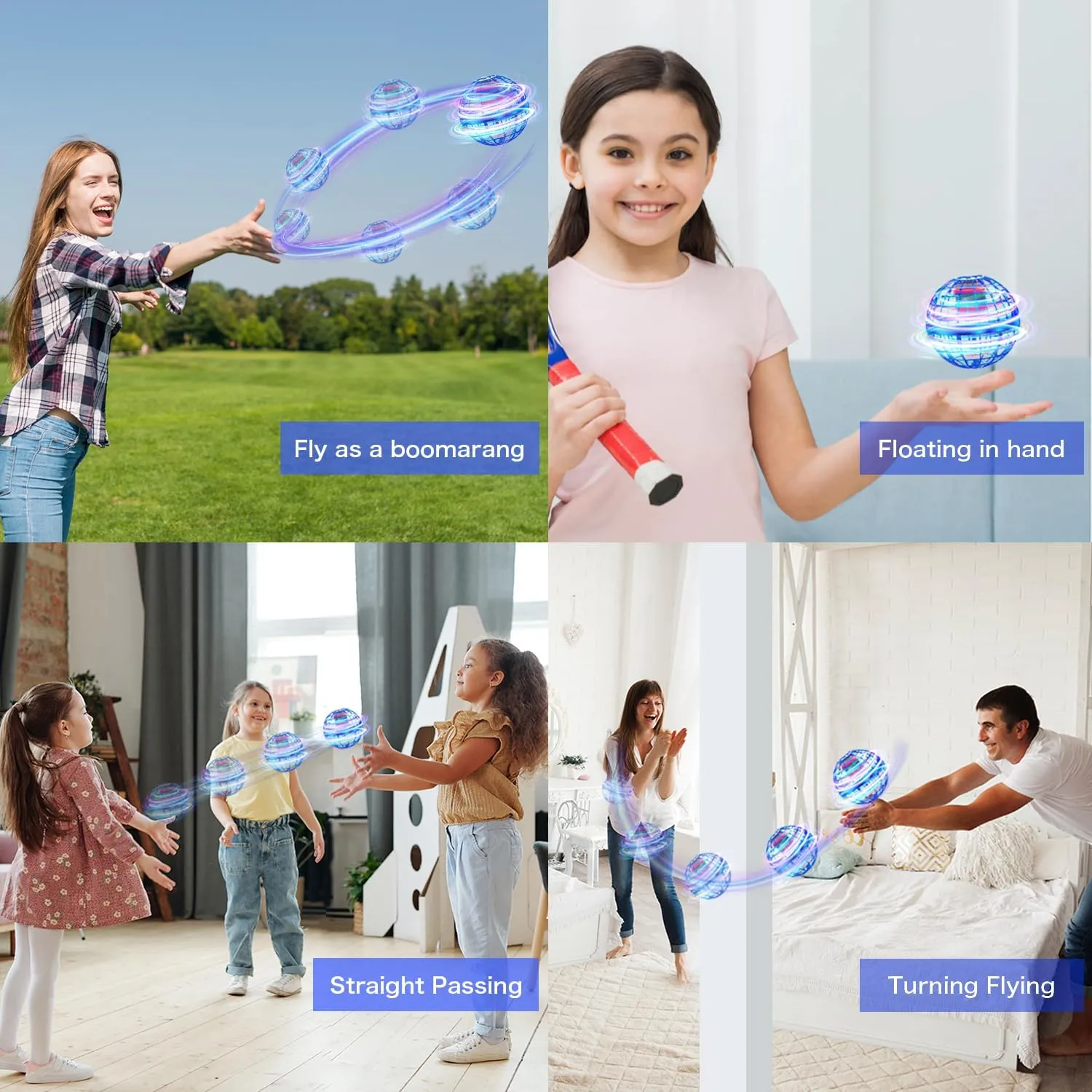 Levitating Galaxy Ball - Flying Hover Drone, Flare Effect Boomerang Toy For Kids - Cool Indoor Outdoor Gift