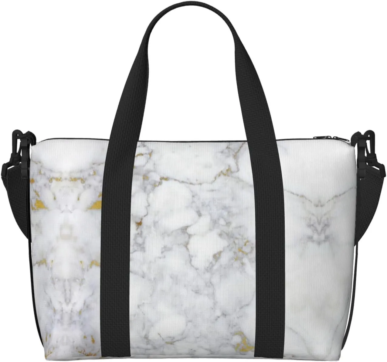 Light Black Marble Print Versatile Gym Sports Bag,Companion For Your Journeys And Fitness Routines