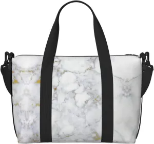 Light Black Marble Print Versatile Gym Sports Bag,Companion For Your Journeys And Fitness Routines