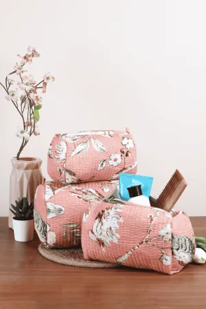 Light Blush Quilted Pouches (Set of 3)