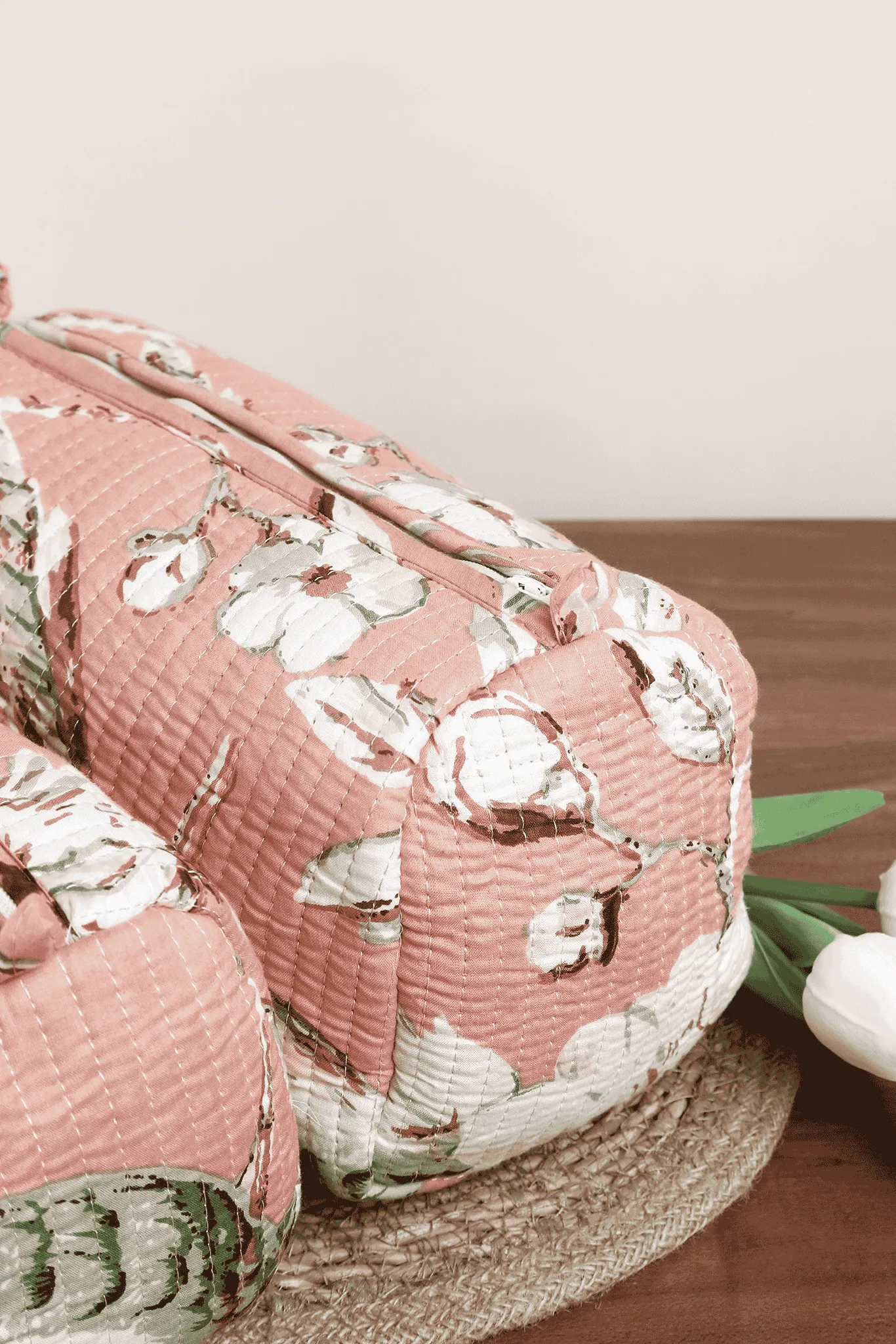 Light Blush Quilted Pouches (Set of 3)