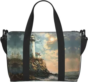 Lighthouse Backdrop Print Versatile Gym Sports Bag,Companion For Your Journeys And Fitness Routines