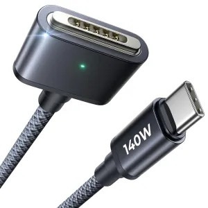 LISEN USB-C to Magnetic 3 Cable (3.3FT/Midnight) for M4 MacBook Air Pro Charger, 140W Magnetic Safe 3 Cable for MacBook Air (15''/13'' M4 2025, M3 2024, M2 2023, M2 2022), Pro (16"/14" 2024/2023/2021)