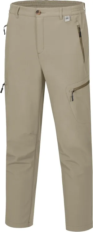 Little Donkey Andy Men's Hiking Snow Pants, Fleece Lined Ski Pants Softshell Pants Windproof& Water Resistant