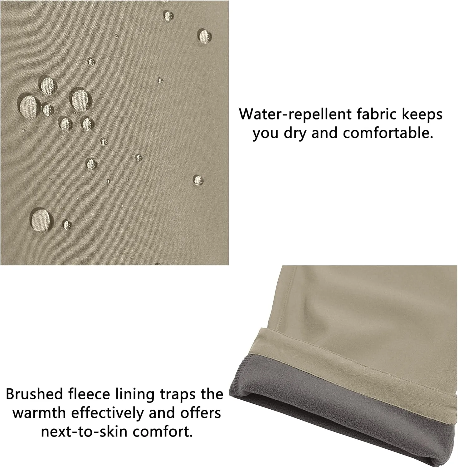 Little Donkey Andy Men's Hiking Snow Pants, Fleece Lined Ski Pants Softshell Pants Windproof& Water Resistant