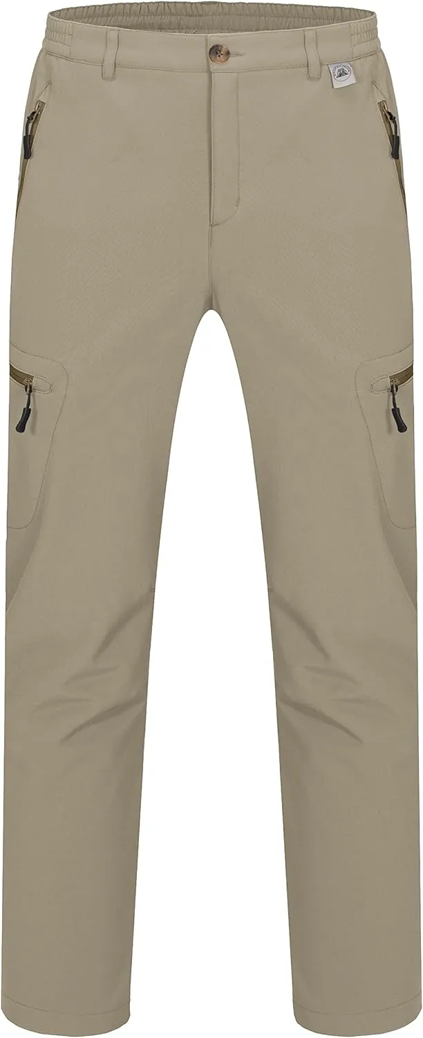 Little Donkey Andy Men's Hiking Snow Pants, Fleece Lined Ski Pants Softshell Pants Windproof& Water Resistant