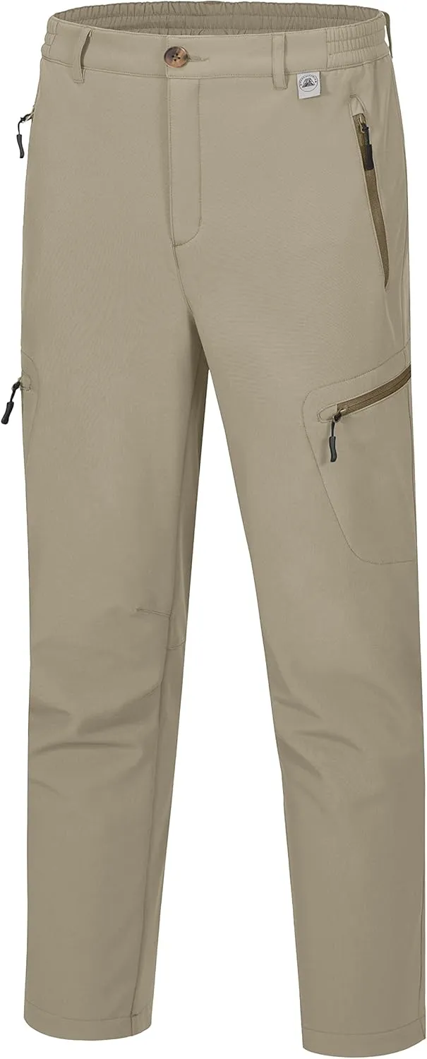 Little Donkey Andy Men's Hiking Snow Pants, Fleece Lined Ski Pants Softshell Pants Windproof& Water Resistant