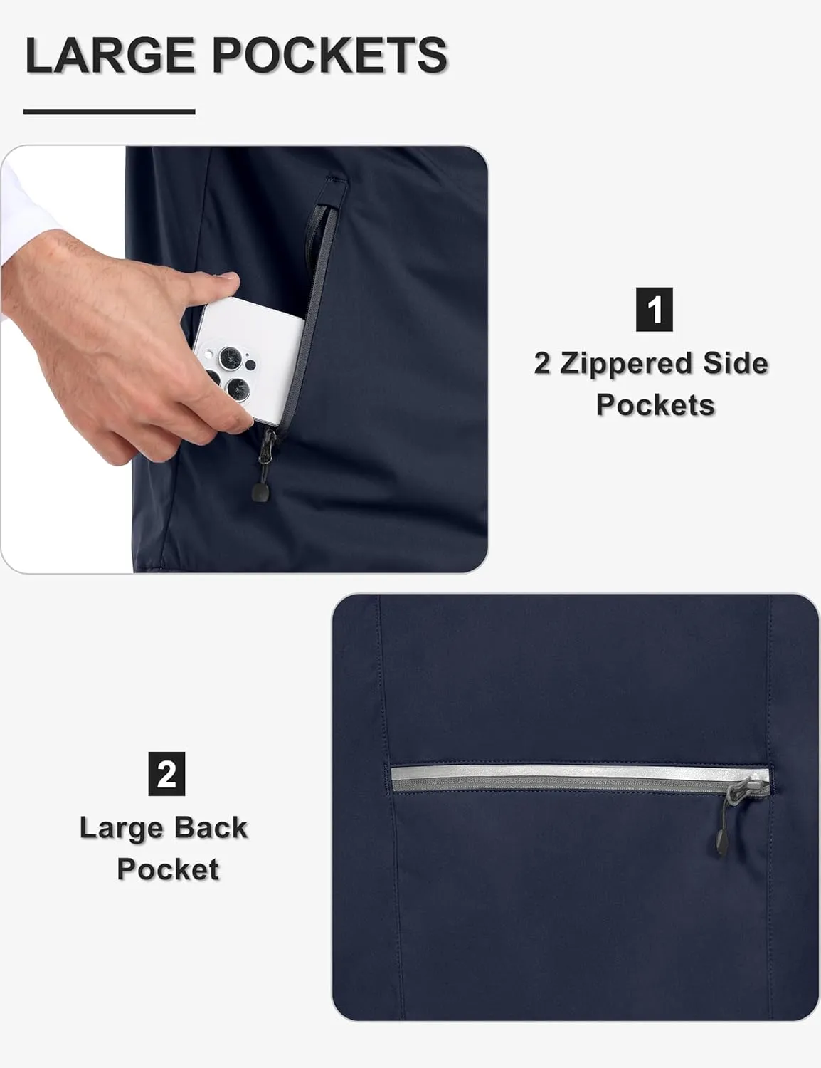 Little Donkey Andy Men's Lightweight Softshell Jackets Waterproof Removable Sleeve for Golf Hiking Cycling Running
